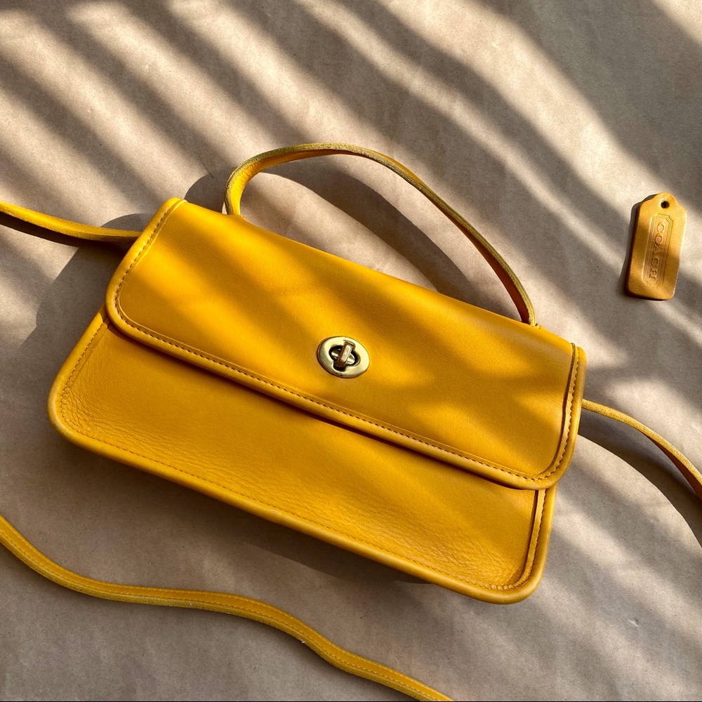 Rare! Vintage Coach Yellow Leather Crossbody Purse #9044